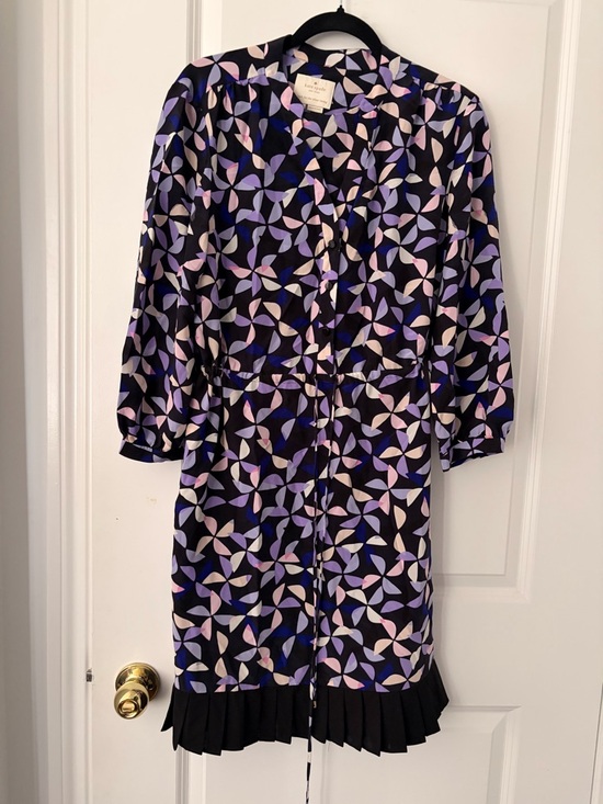 kate spade Dresses & Skirts - Kate Spade 100% Silk Spinner Shirtdress Geometric Print Drawstring Dress - Large